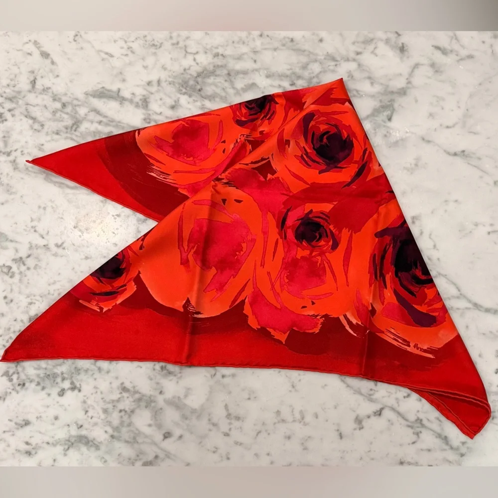 Dior Red Floral Silk Scarf- Brand new in the Box - Picture 5 of 6